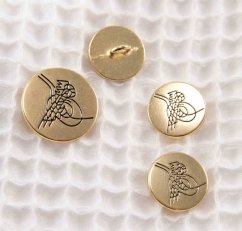 Metall-Klubknopf - mit Verzierung - glänzend - goldfarben - Durchmesser 1,5 cm