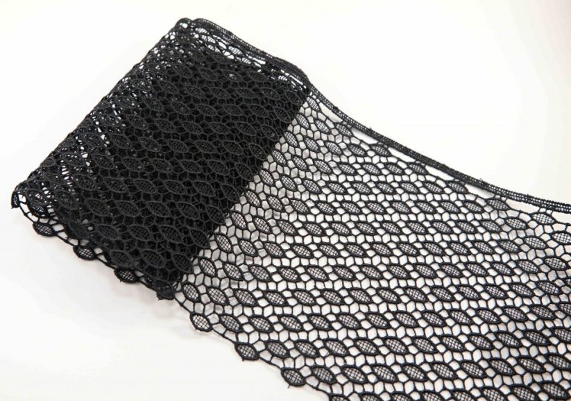 Guipure lace trim - black - width 15 cm