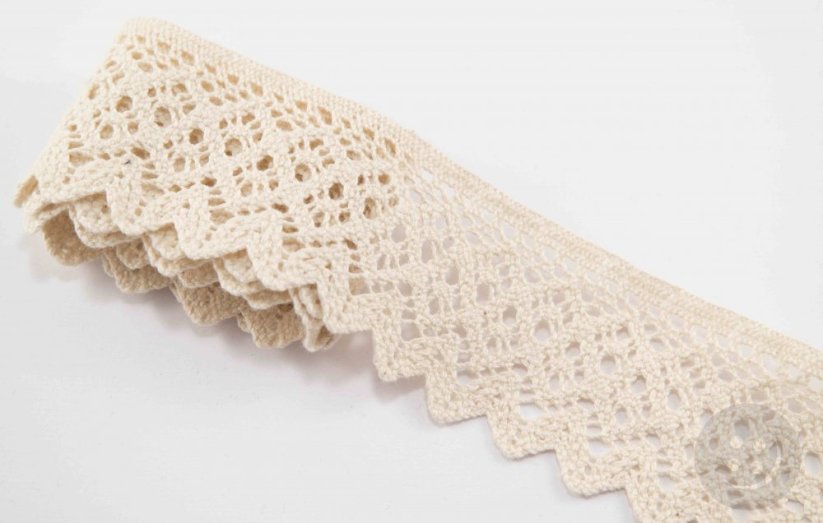 Cotton lace trim - beige - width 5 cm