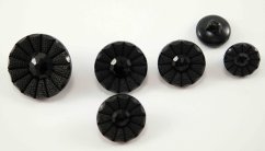 Knoflík se spodním přišitím - s kopretinou - černá - průměr 2 cm