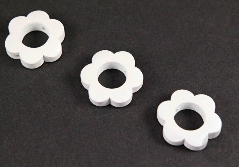 Wooden pacifier bead - flower - white - diameter 2.5 cm