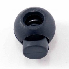 Plastic round cord lock - dark blue - pulling hole diameter 0.5 cm