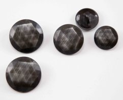 Luxusní kovový knoflík - s lomeným šestiúhelníkem - matný - starostříbrný - průměr 2,5 cm