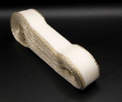 Taffeta ribbon with gold edge - cream, gold - more widths