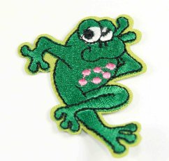 Nažehlovací záplata - žába tmavě zelená - rozměr 5 cm x 4,5 cm