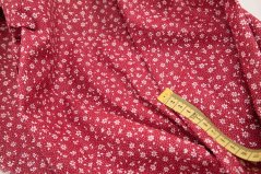 Cotton fabric - white flowers on red background - width 160 cm