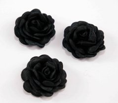 Satinblume zum Annähen - Schwarz - Durchmesser 3 cm