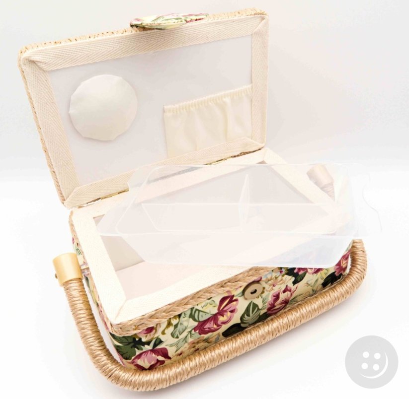 Textile box for sewing supplies - large flowers - dimensions 25 x 15 x 9 cm