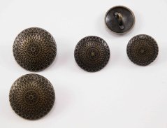 Luxuriöser Metallknopf mit Prägung - Spitzenmuster - matt - altmessing - Durchmesser 2,5 cm