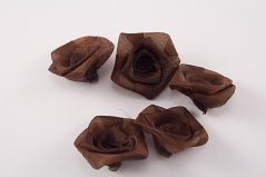 Našívací saténová kytička - hnědá - rozměr 3,3 cm x 3 cm
