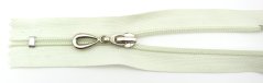 Spiral zipper no. 5 - non-separating - light green with silver teardrop pull - length 16 cm