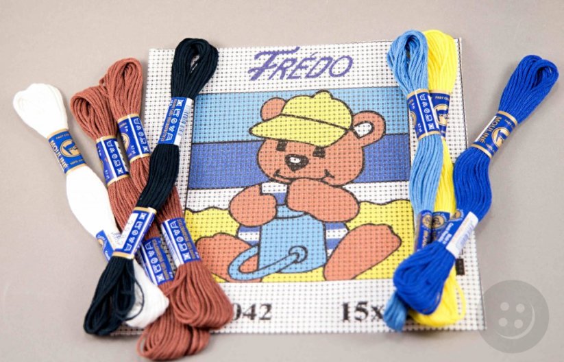 Kreuzstichvorlage für Kindern - Teddybär - 15 cm x 15 cm