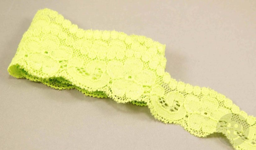 Silonová krajka - elastická - světle zelená - šířka 3,5 cm