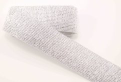Dekoratives Gummiband - weiss, silber  - Breite 3 cm