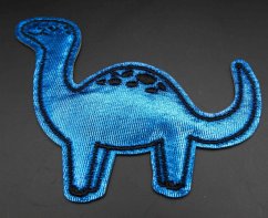 Iron-on patch - Brontosaurus - green, blue, light green - dimensions 6,5 cm x 8 cm