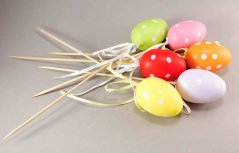 Vajíčka s puntíky na špejli - červená, světle modrá, zelená, fialová, růžová, oranžová