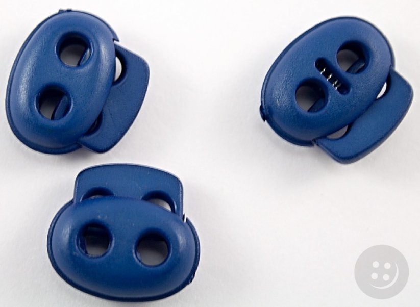 Plastic flat cord lock - blue - pulling hole diameter 0.4 cm