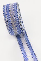 Lurex ribbon - blue-silver - width 2.5 cm