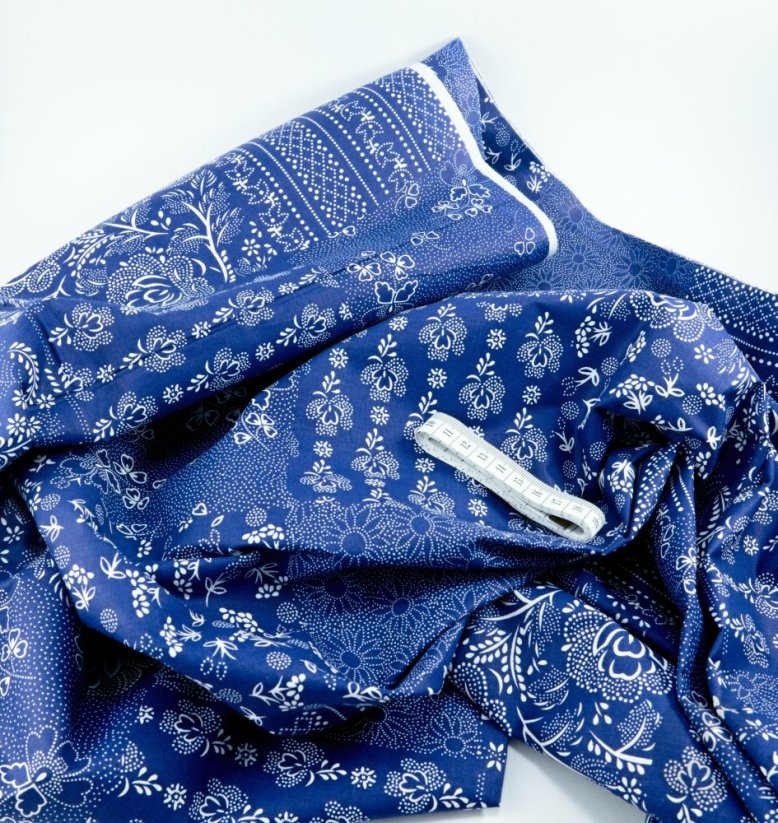 Cotton canvas - blue print patchwork