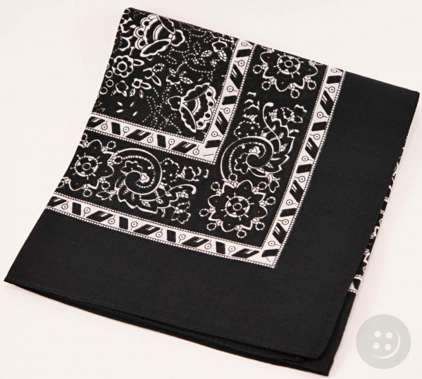 Bavlněné šátky s květinovým vzorem - více barev - rozměr 70 cm x 70 cm - Barva šátku: černý vzor
