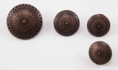 Luxuriöser Metallknopf mit Prägung - Spitzenmuster - matt - altkupfer - Durchmesser 1,77 cm