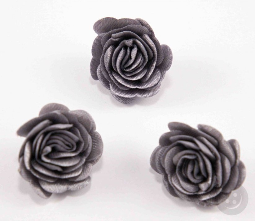 Sew-on satin flower - dark grey - diameter 3 cm