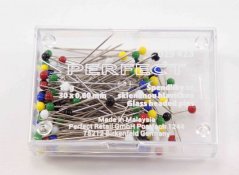 Špendlíky s barevnou skleněnou hlavičkou, Galant - 10 g - délka 3 cm