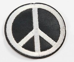 Nažehlovací záplata - PEACE AND LOVE - průměr 5,5 cm - černá, bílá