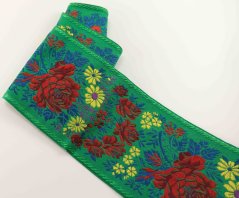 Folk ribbon - green - width 9.9 cm