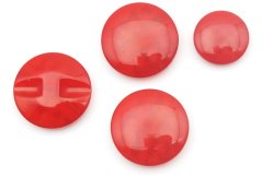 Roter Plastikknopf zum Annähen von unten, innere Schattierung, Durchmesser 2,3 cm