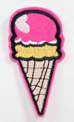 Nažehlovací záplata - zmrzlina - rozměr 7 cm x 3 cm - růžová, béžová