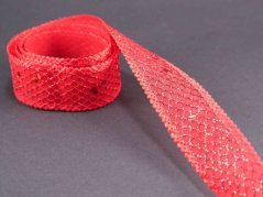 Stuha sa červeným okrajom - červená - šírka 2,5 cm