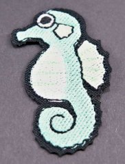 Iron-on patch - seahorse - dimensions 6 cm x 3,2 cm
