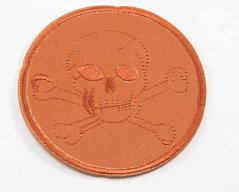 Nažehľovacia záplata - lebka - priemer 8,5 cm - škoricová