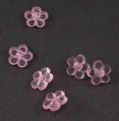 Detský gombík - svetlo ružová kvietka - transparentná - priemer 1,3 cm