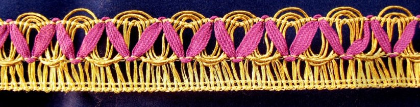 Galonový prýmek - fialová, zlatá - šíře 2,3 cm