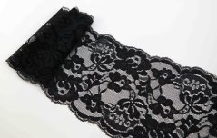Elastická krajka - černá - šířka 15 cm