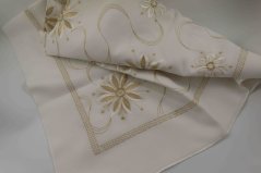 Festive Cream Square Embroidered Tablecloth