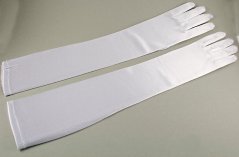 Dámské společenské rukavičky - lesklá bílá - délka 45 cm