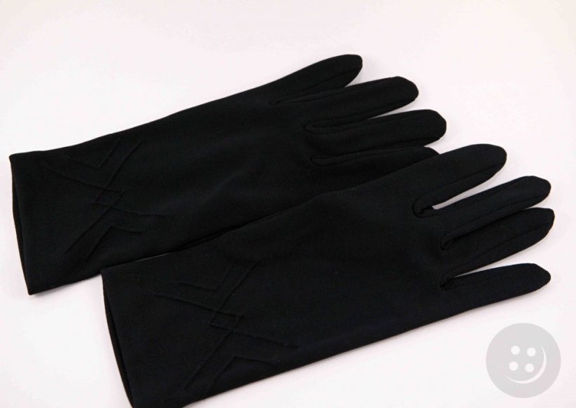 Dámské rukavice s ozdobnými sámky - lehce zateplené - černé - rozměr 24,5 x 8,5 cm