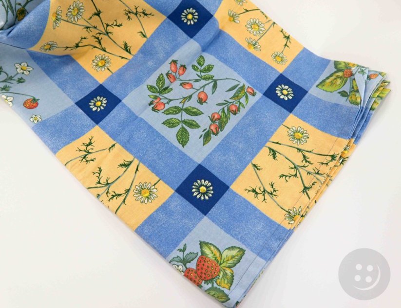 Bavlněný patchwork ubrus modrožlutý