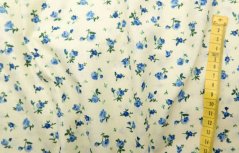 Bavlněné plátno - směs modrých kvítků na smetanovém podkladu