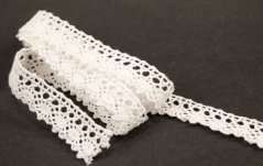 Bavlněná paličkovaná krajka - bílá - šířka 1,8 cm