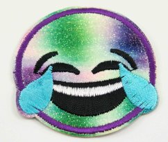 Iron-on patch - glitter smiley face - diameter 6 cm - MORE OPTIONS