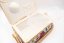 Textile cassette for sewing supplies - cream, blue, brown - dimensions 27.5 cm x 19.5 cm x 11.5 cm