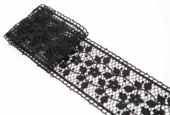 Vzdušná krajka - vsadka - černá - šířka 7 cm