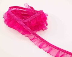 Elastický volánek - ostrá růžová - pink - šířka 1,8 cm