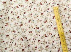 Bavlnené plátno - vínové kvietky na smotanovom podklade - šírka 140 cm