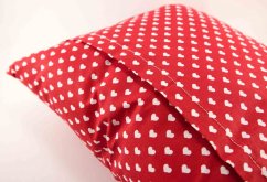 Buckwheat pillow - white hearts on a red background - size 35 cm x 28 cm
