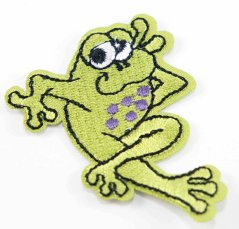 Iron-on patch - green frog - size 5 cm x 4.5 cm
